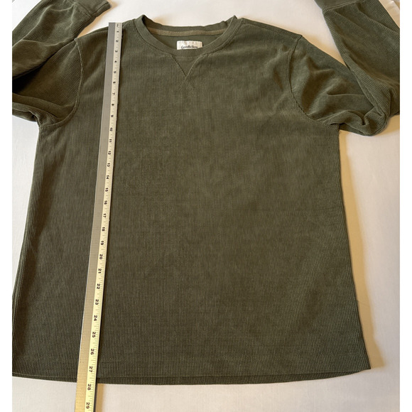 Goodfellow & Co Mens L Waffle Knit Long Sleeve Crew Pullover Sweater Olive Green - Picture 8 of 11